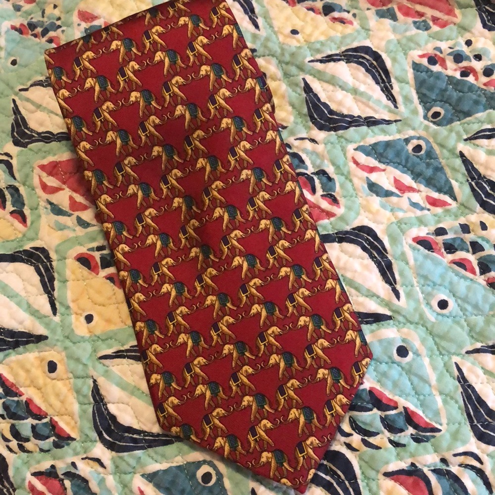 Stollery’s Red Tie with Elephants